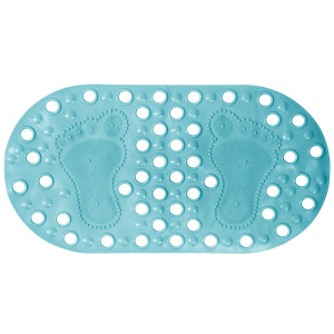 Коврик для ванной ПВХ Footprints овал массажный 65x34cм голубой MELODIA MK001 / 21470