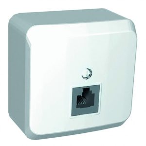 Розетка телеф. 1-м ОП Этюд белая TELA-001В