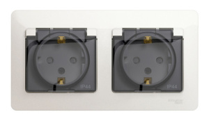 Розетка 2-м Glossa c/з со/ш перламутр GSL000647