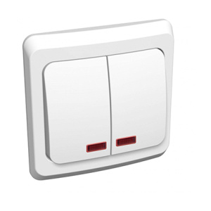 Выключатель 2-кл СП Этюд 10А белый с подсветкой ВС10-006В