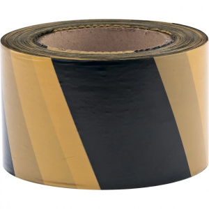 Лента сигнальная 75мм*200м черно-желтая Сибртех 89034