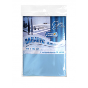 Штора д/ванной п/этилен 180*180см голубая 10колец Вилина 499081