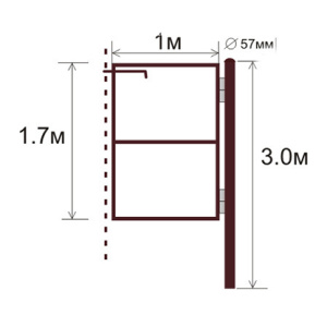 Рама калитки 1,7х1м (1 столб d-57 3м)