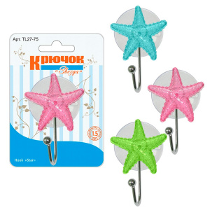 Крючок на присоске "звезда" 3 цвета б/выбора цвета 27.75 / 59825