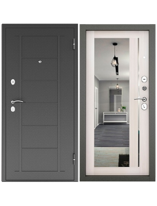 Дверь Титан 2050/960 L Зеркало Бел дуб/Графит ПРОМЕТ