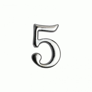 Цифра дверная "5" на клеевой основе хром Аллюр 5073