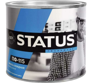 Эмаль ПФ-115 черная (0,8кг) STATUS Радуга