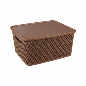 Корзина Плетенка коричневая с крышкой М3553