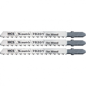 Полотно для эл. лобзика по дереву НСS T101В (3шт) 75*2,5мм Matrix 78201