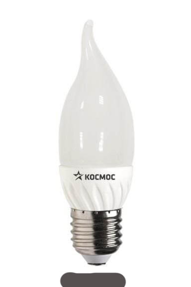 Лампа светодиодная КОСМОС 5Вт 220V E27 3000К свеча на ветру