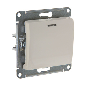 Выключатель 1-кл Glossa с подсветкой в рамку бежевый GSL000213