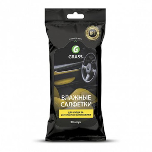 Влажные салфетки GRASS для ухода за интерьером автомобиля для пластика 51806
