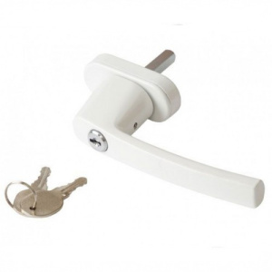 Ручка для металлопластикового окна с замком белая