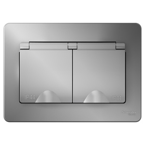 Розетка 2-м СП Blanca IP44 с/з со/ш алюминий BLNRS441123