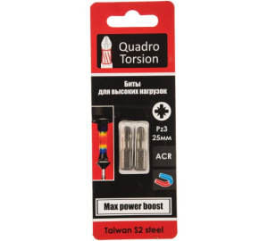 Бита 1/4" Pz3-25мм Quadro Torsion (2шт)  420325-2