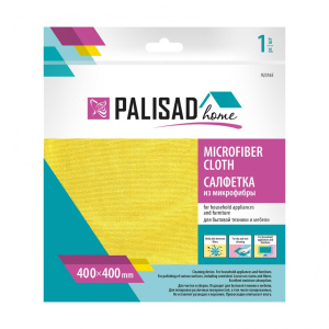 Салфетка из микрофибры жемчужная для бытовой техники и мебели 400x400мм желтая Home Palisad 923165