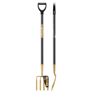 Вилы копальные "золотые" 190*220*1360мм 4-рогие дерев. черенок 2317-ч