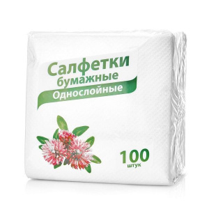 Салфетки бумажные однослойные белые 24*24см 100шт Floom 3066443