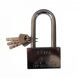 Замок навесной Extra ВС-30L дл. дужка хром 4 финских ключа  014884