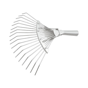 Грабли веерные стальные 350мм 18 круглых зубьев оцин. б/черенка Сибртех 61780