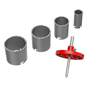 Набор коронок по керамической плитке 33-53-67-73 мм 6-гранный хвостовик// Matrix 72840