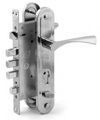 Замок врезной Зубер 3В 8023-85 с ручками хром  015377П