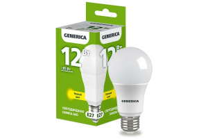 Лампа светодиодная A60 груша 12Вт 230В 3000К E27 GENERICA  LL-A60-12-230-30-E27-G