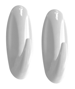 Набор 2 крючка "эконом" длинный овал белый 27.205 / 59836