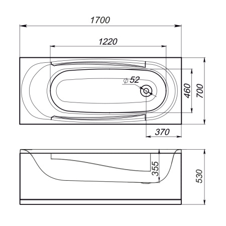 Ванна акриловая Standard Middle 170х70 MELODIA MBHR01117070 13191