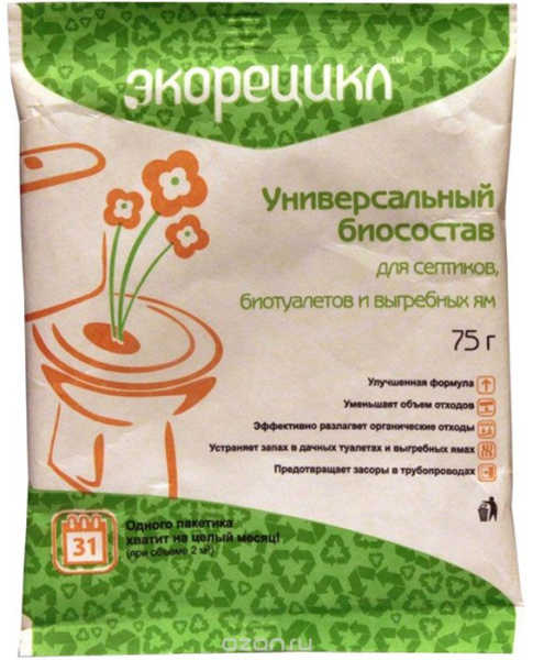 Биосостав Дачный Экорецикл 75г. д/выгребных ям и септиков 500445