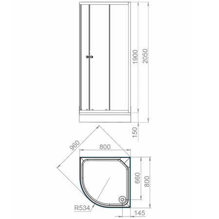 Набор Segment Low 80х80x205 ограждение бел/прозр, низк.поддон MSETWSL8080TWt 20623