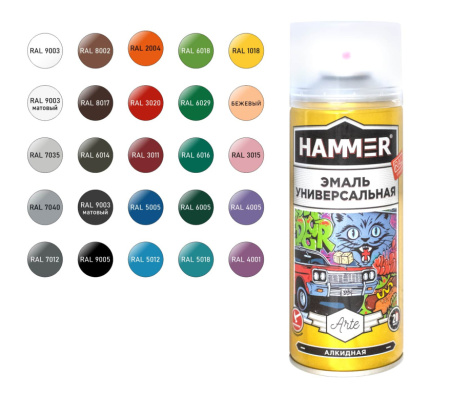 Эмаль аэроз. универ. коричневая глянцевая Hammer RAL 8017 (520мл)