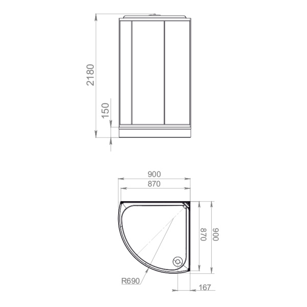 Кабина JIVE 90х90 низкий, мат.стекло, бел.стен., бел.проф. MB02003 17948