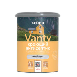 Антисептик кроющий KRONA VANTY чистый серый (0,75л)